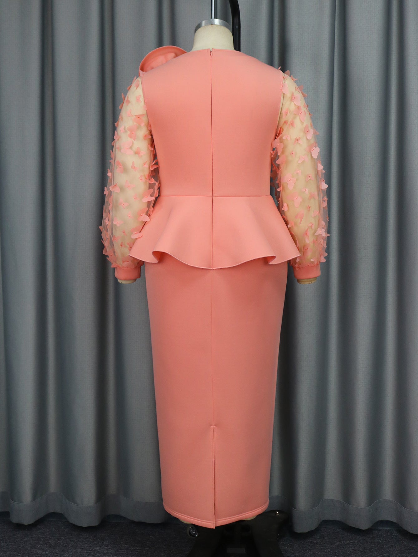 Women Formal Party Pink See-Through Sleeve Dress 6