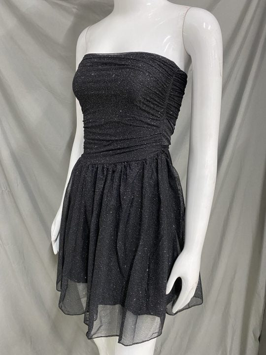 Women Sexy Trendy Mesh Patchwork Strapless Low Back Short Dress 6