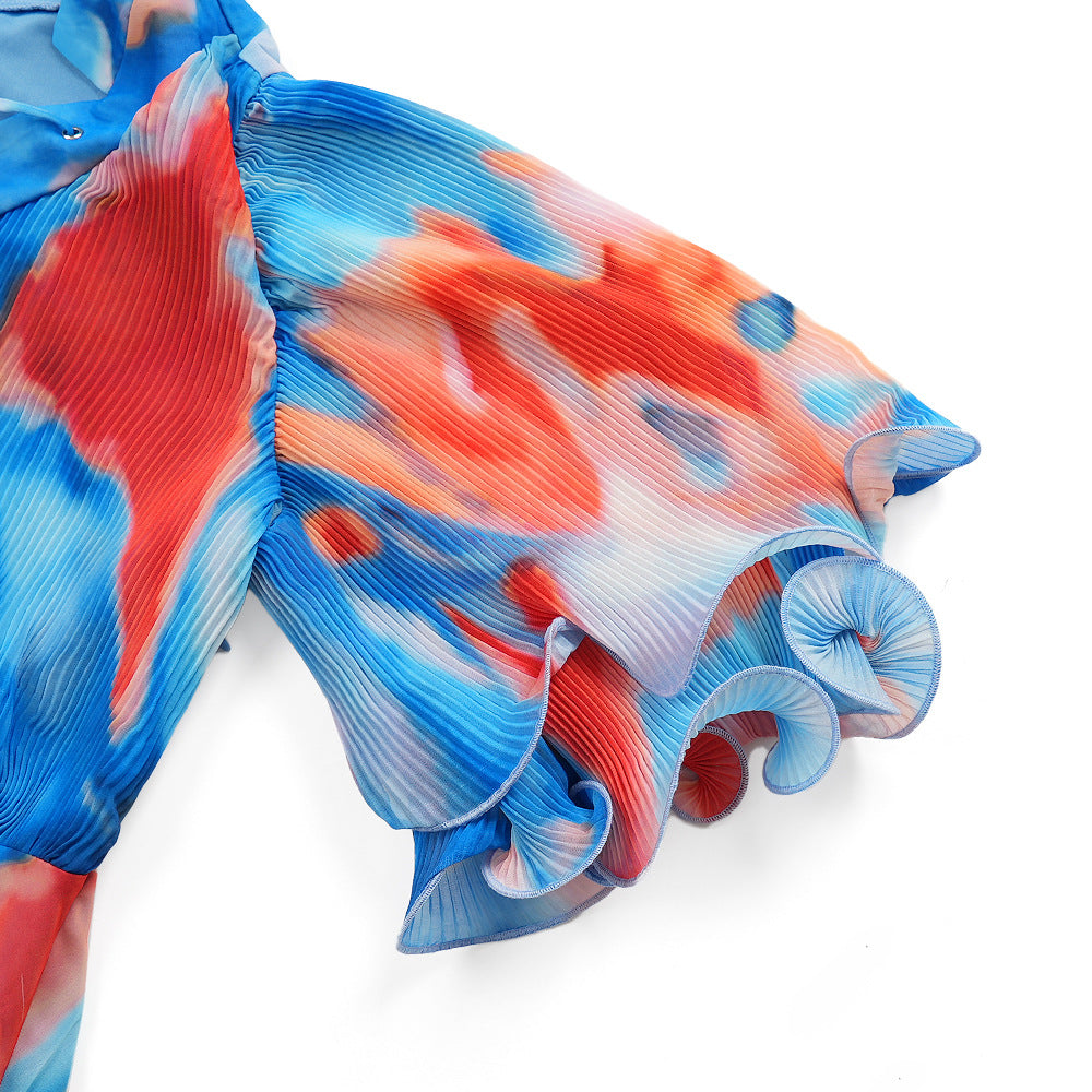 Plus Size African Women V-neck Print Dress 11