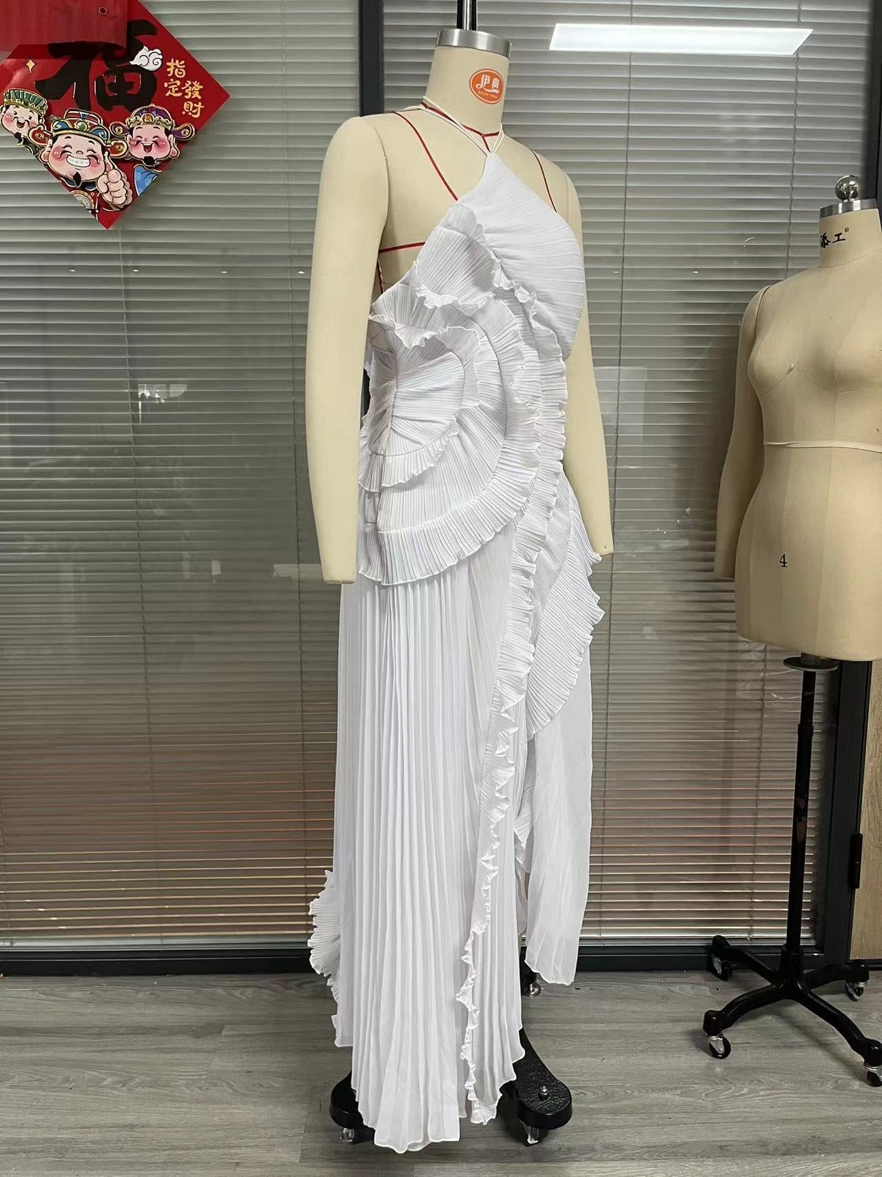 Women's Ruffled Pleated Luxury Chiffon Dress 13