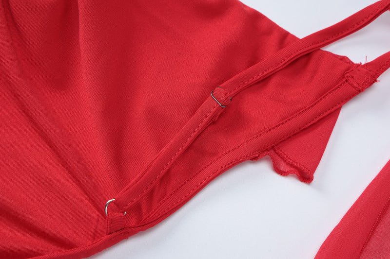 Women Summer Sexy Lace Ribbon Pleated Backless Dress 19