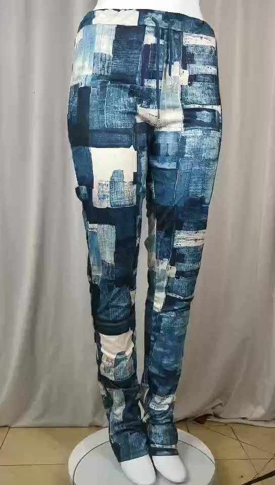 Spring Women's Fashionable Printed Drawstring Pants 16