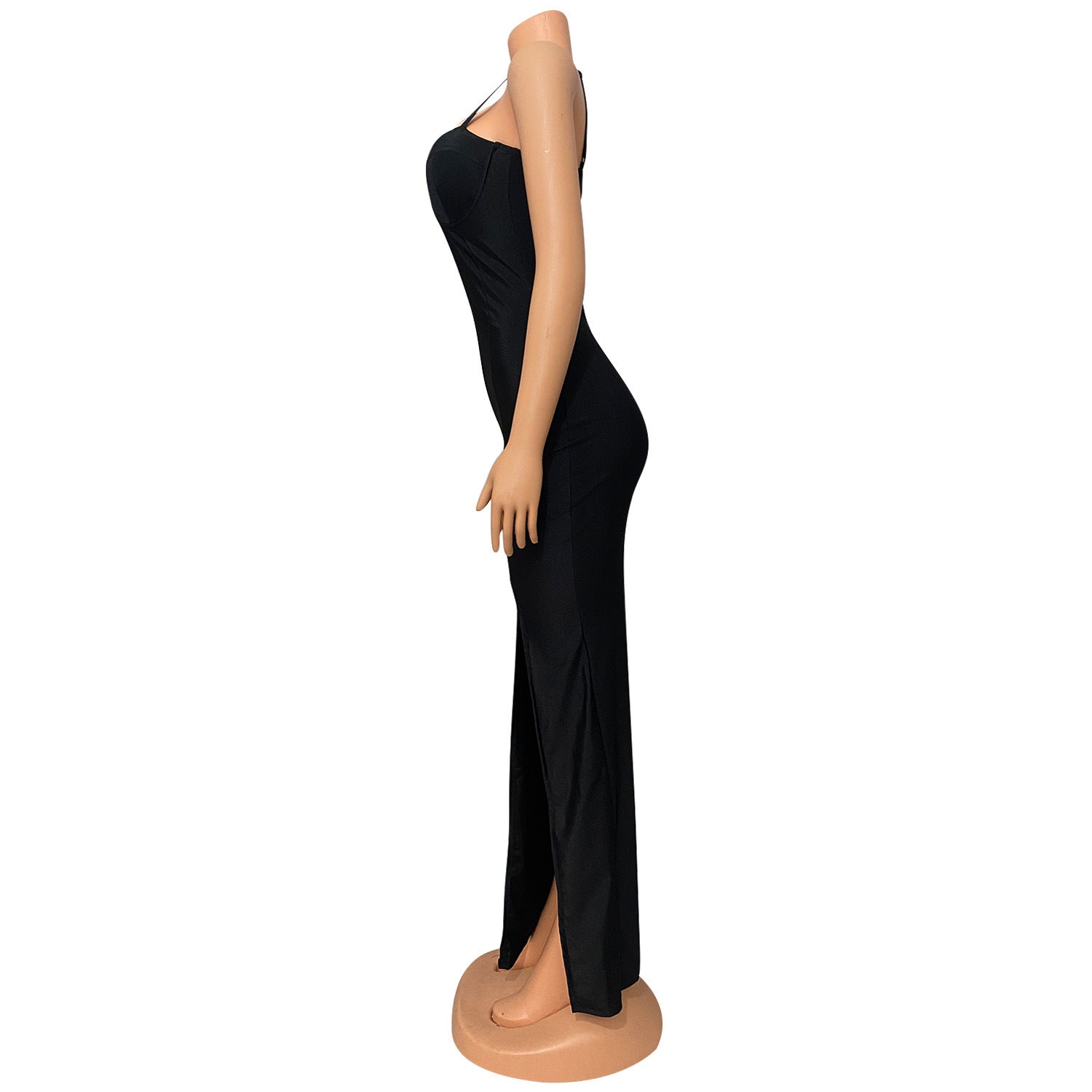 Women Sexy Suspender Slit Maxi Dress 18