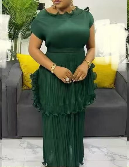 Plus Size Women's Fashion Elegant Chic Ruffle Summer Maxi Dress African Style 9