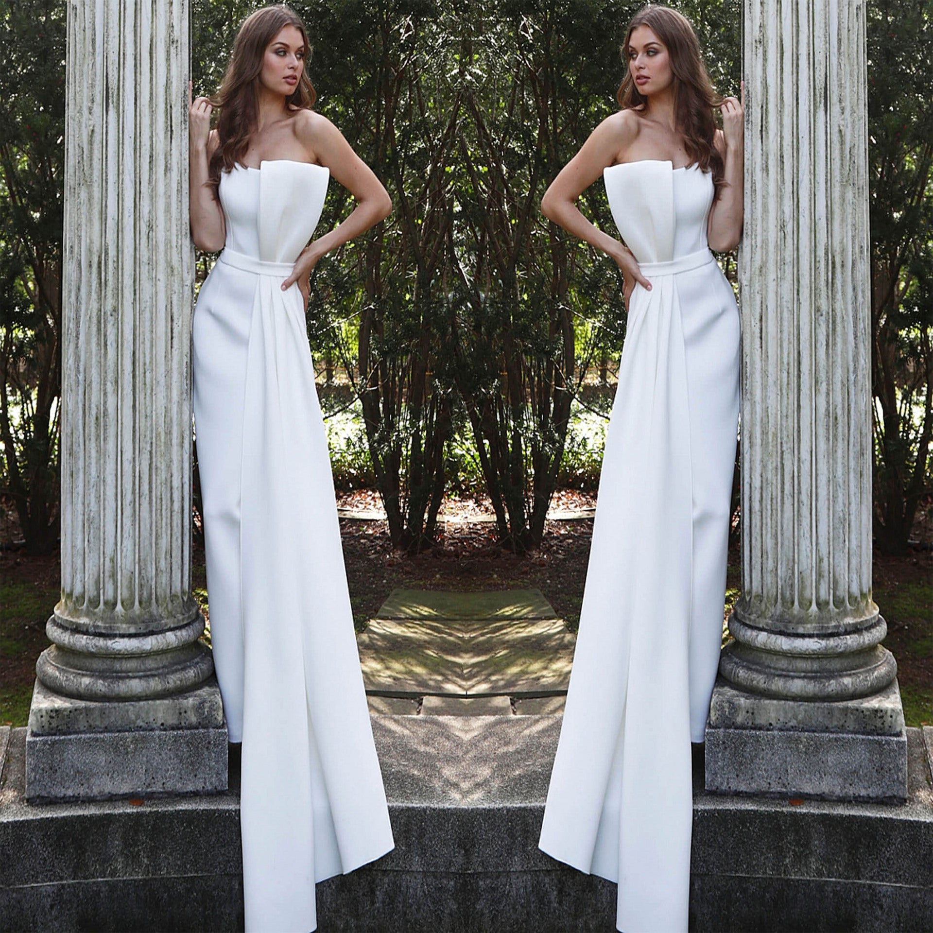 Women 's Solid Color Strapless Formal Party Elegant Jumpsuit 11