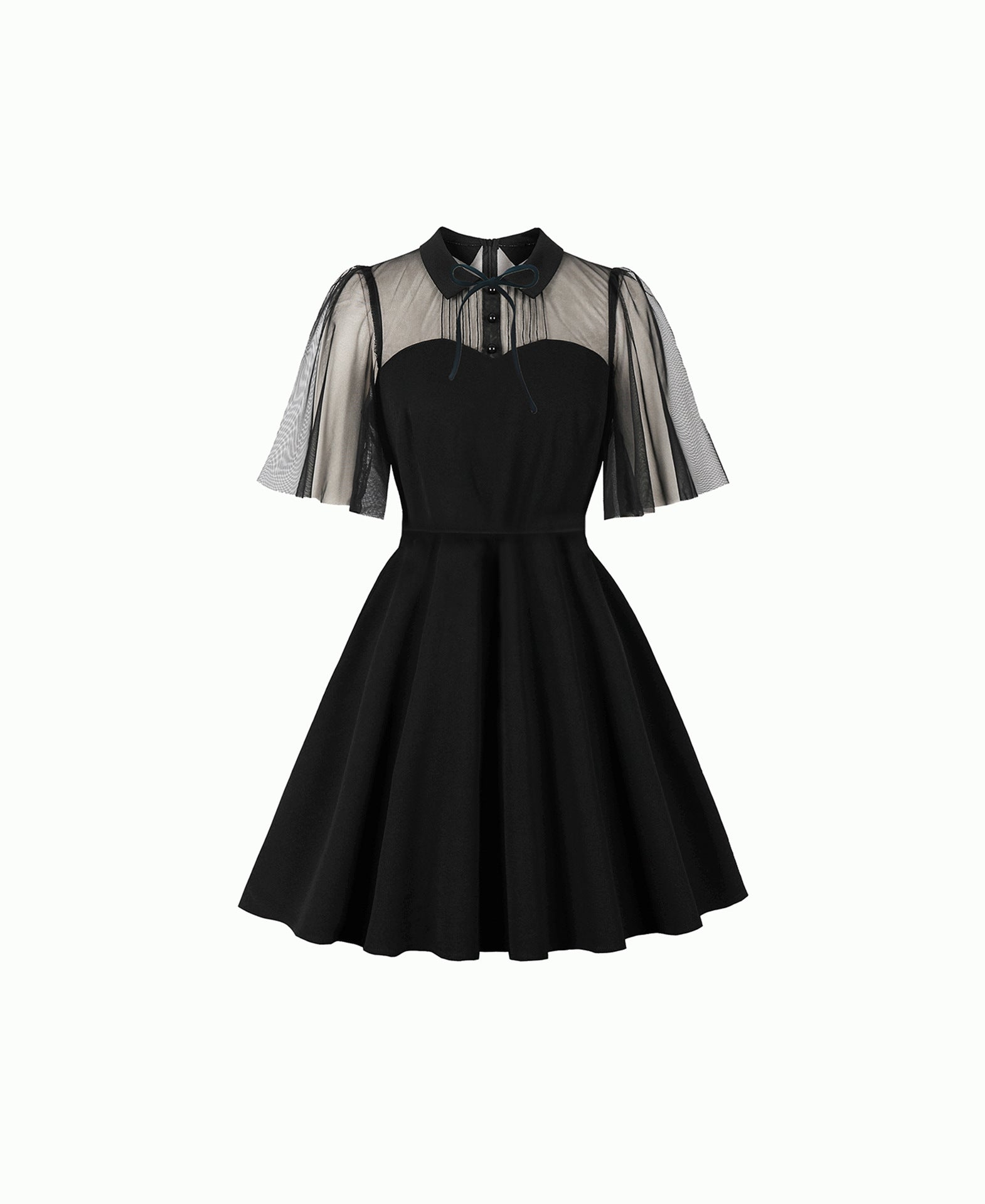 Women's Slim Waist Turndown Collar Short Sleeve High Waist Chic A-ine Dress