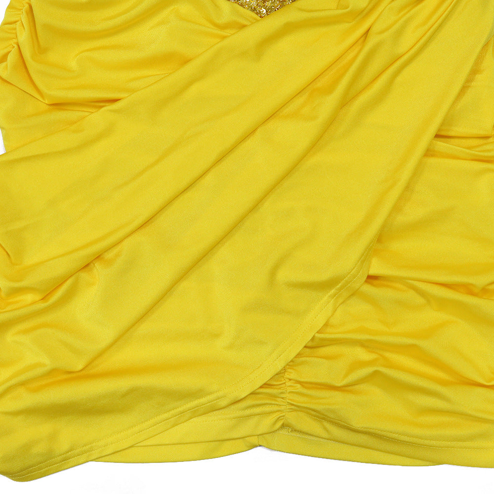 Women Sexy Sleeveless Round Neck Irregular Sequin Mini Dress 16