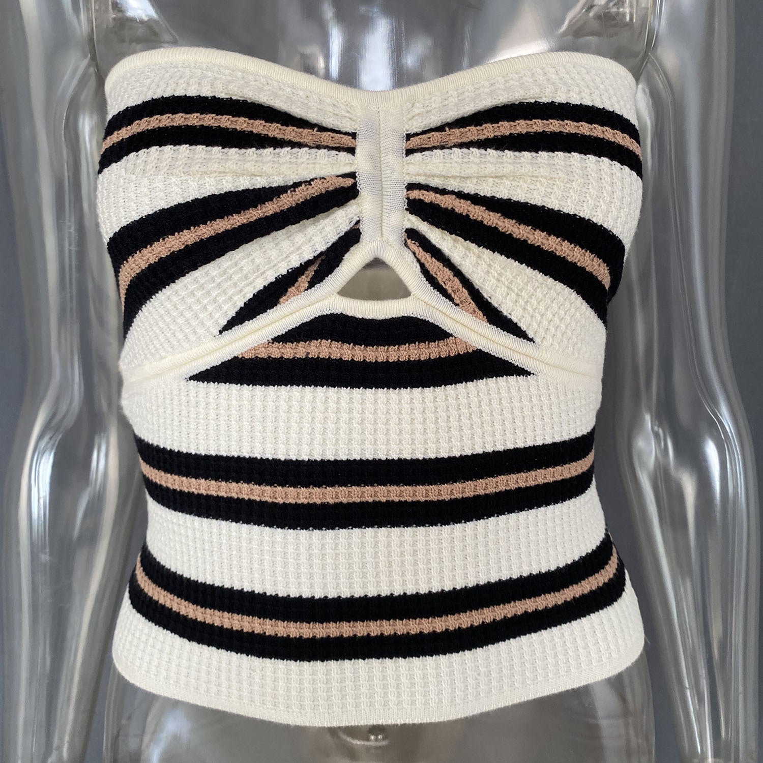 Spring Summer Women's Striped Sexy Hollow Strapless Knitting Vest 31