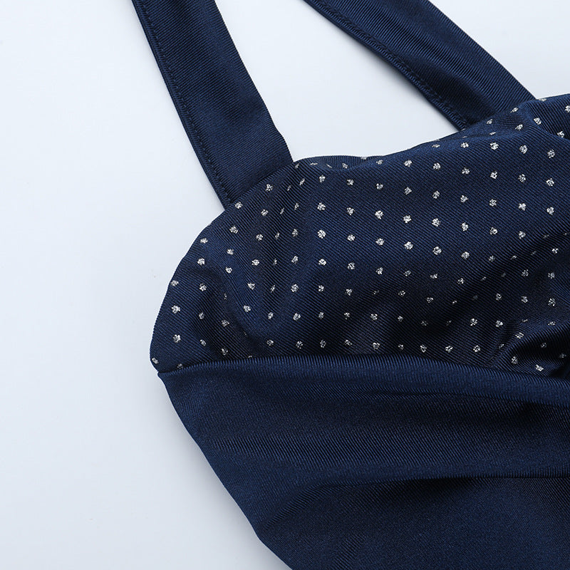 Women Sexy Hollow Slit Beaded Strap Dress 16