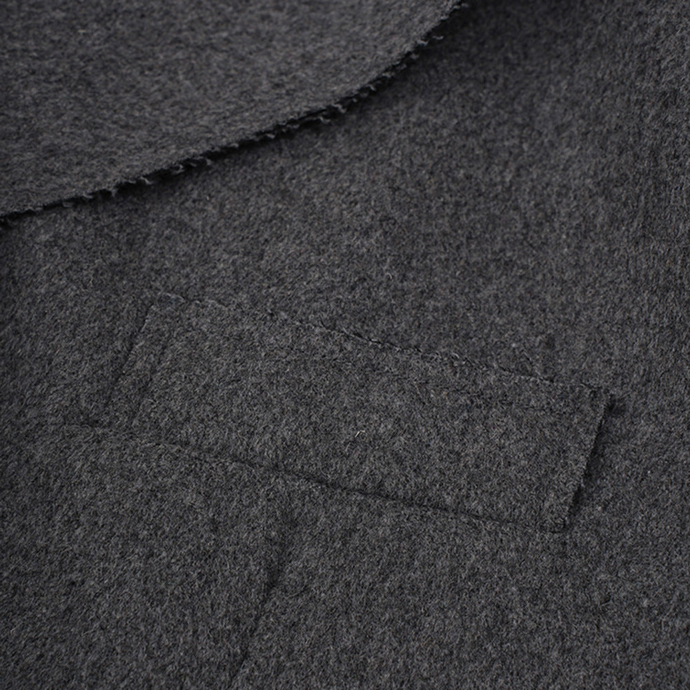 Women Winter Loose Oblique Button Placket Irregular Blazer 11