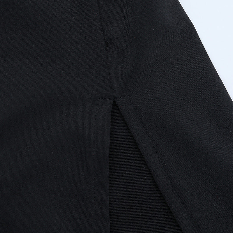 Women Sexy Cutout Slit Black Halter Dress 17