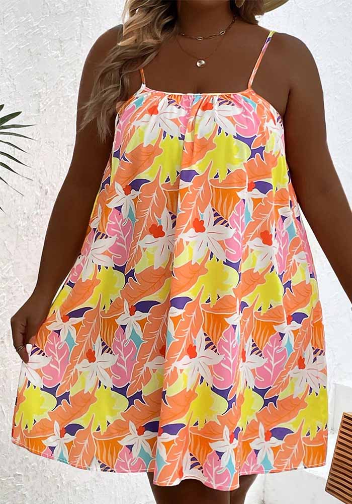 Plus Size Women Summer Holidays Loose Strap Dress