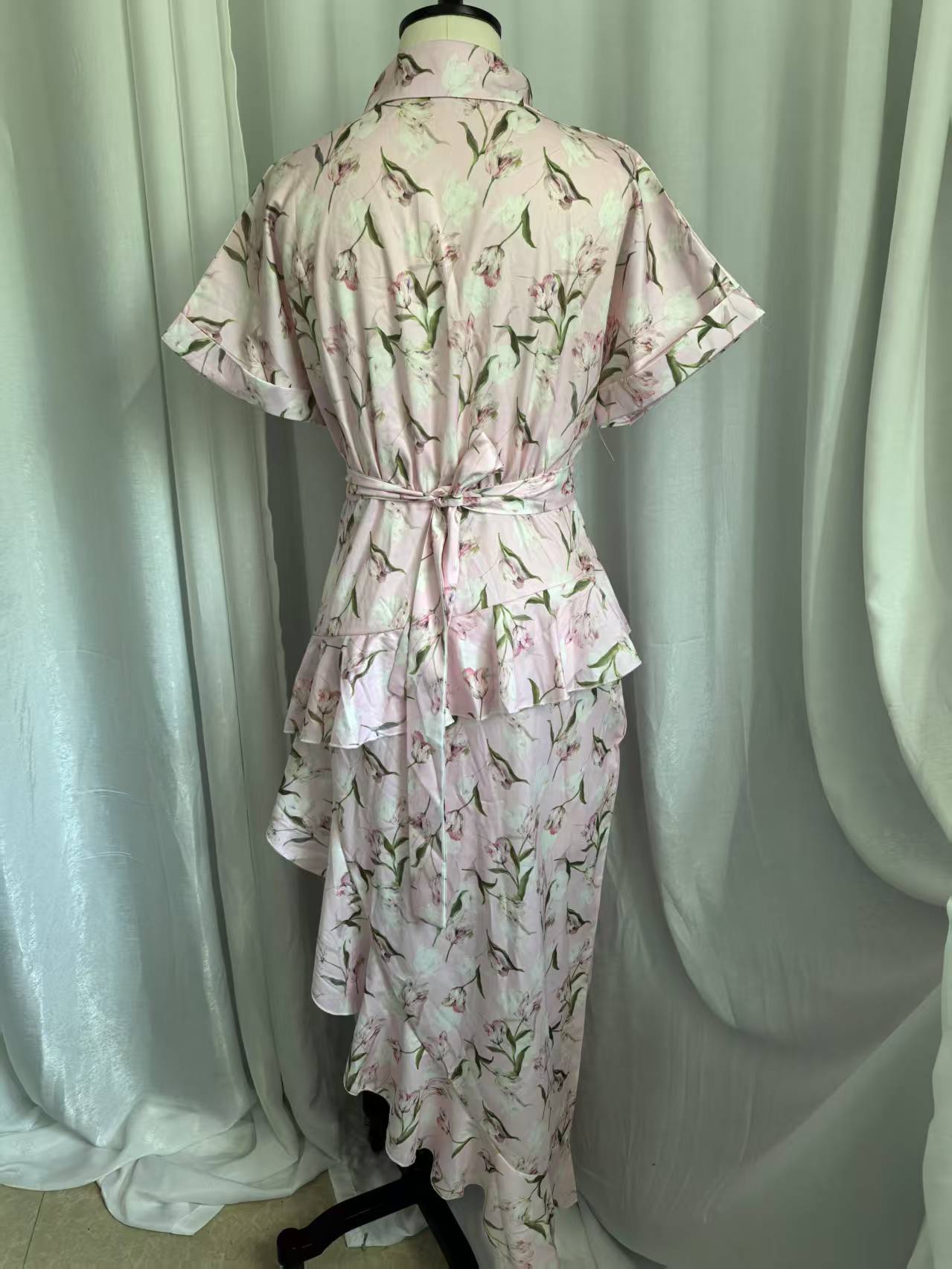 Women Printed ruffled, irregular, sexy dress 9