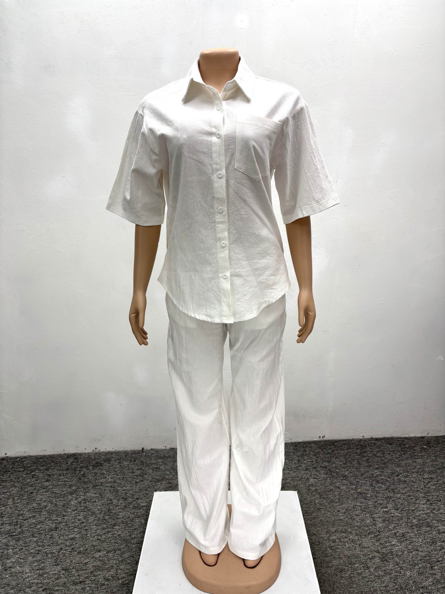 Women's Casual Long-Sleeve Shirt and Trousers Two-Piece Set 9