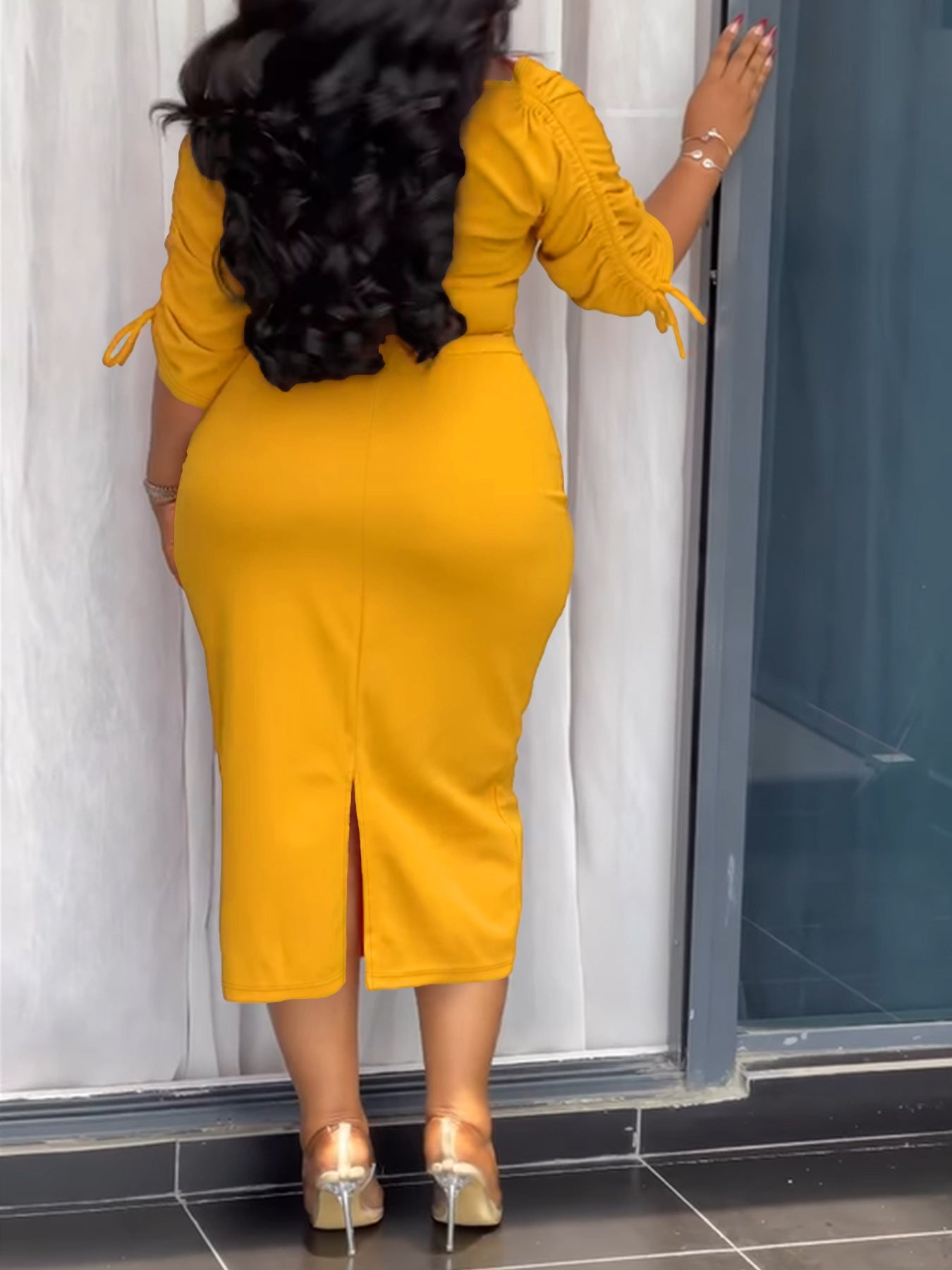 Summer Plus Size Women Strapless Slit Tassel Dress 8