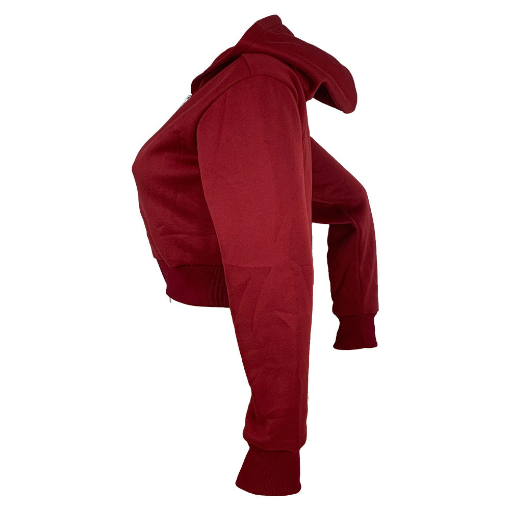 Women casual Rib Patchwork hooded zipper jacket 16