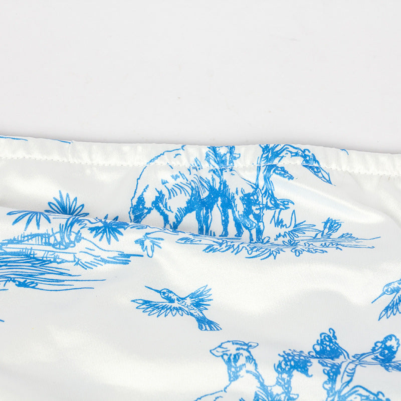 Summer Sleeveless Printed Strapless Top Slim Fit Bodycon Skirt Women's Set 14