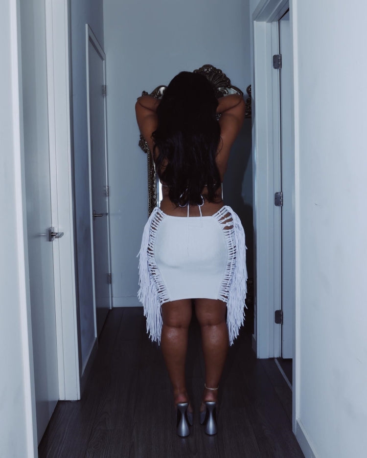 Women Summer White Sexy Halter Sleeveless Solid Hollow Out Mini Club Dress 4