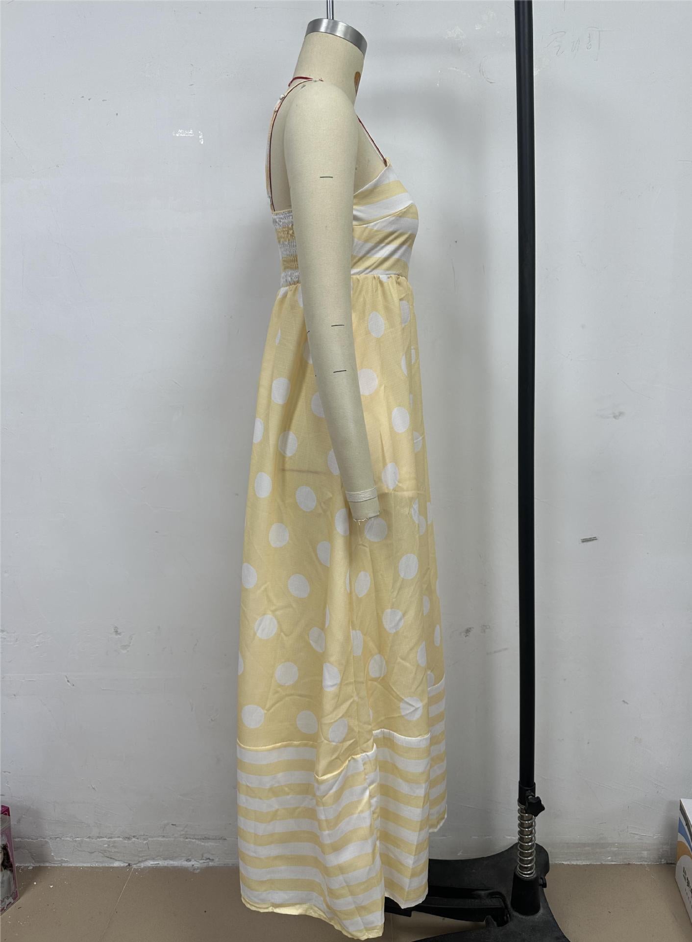 Summer Fashion Print Low Back Strap Sexy High Waist Long Dress 6