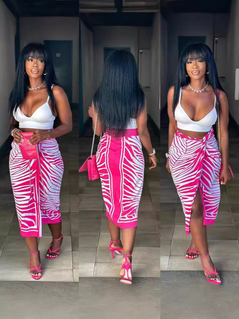 Print Irregular Long Skirt 4