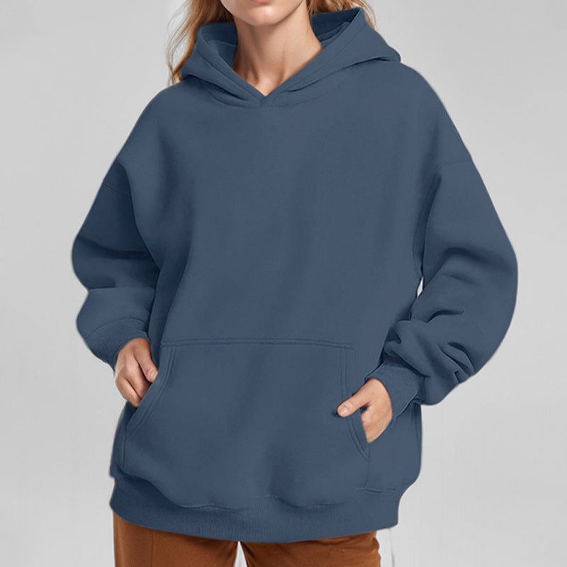 Autumn Loose Solid Color Hooded Pocket Fashion Hoodies 7