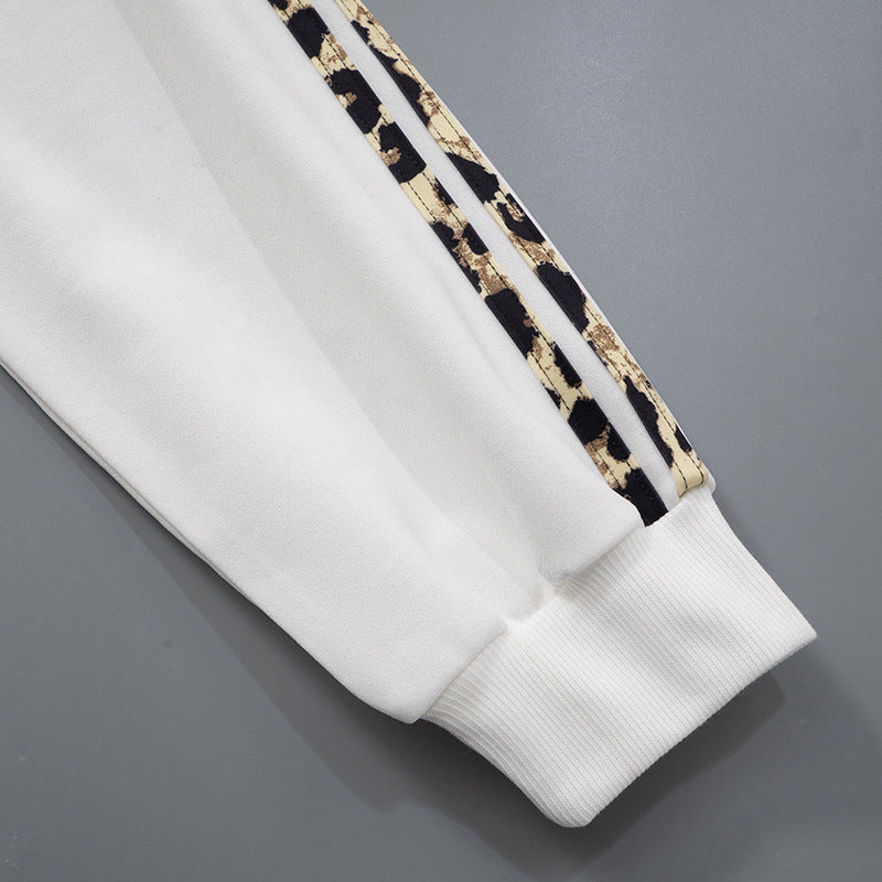 Women Leopard Patchwork Drawstring Pocket Loose Casual Hoodies 18