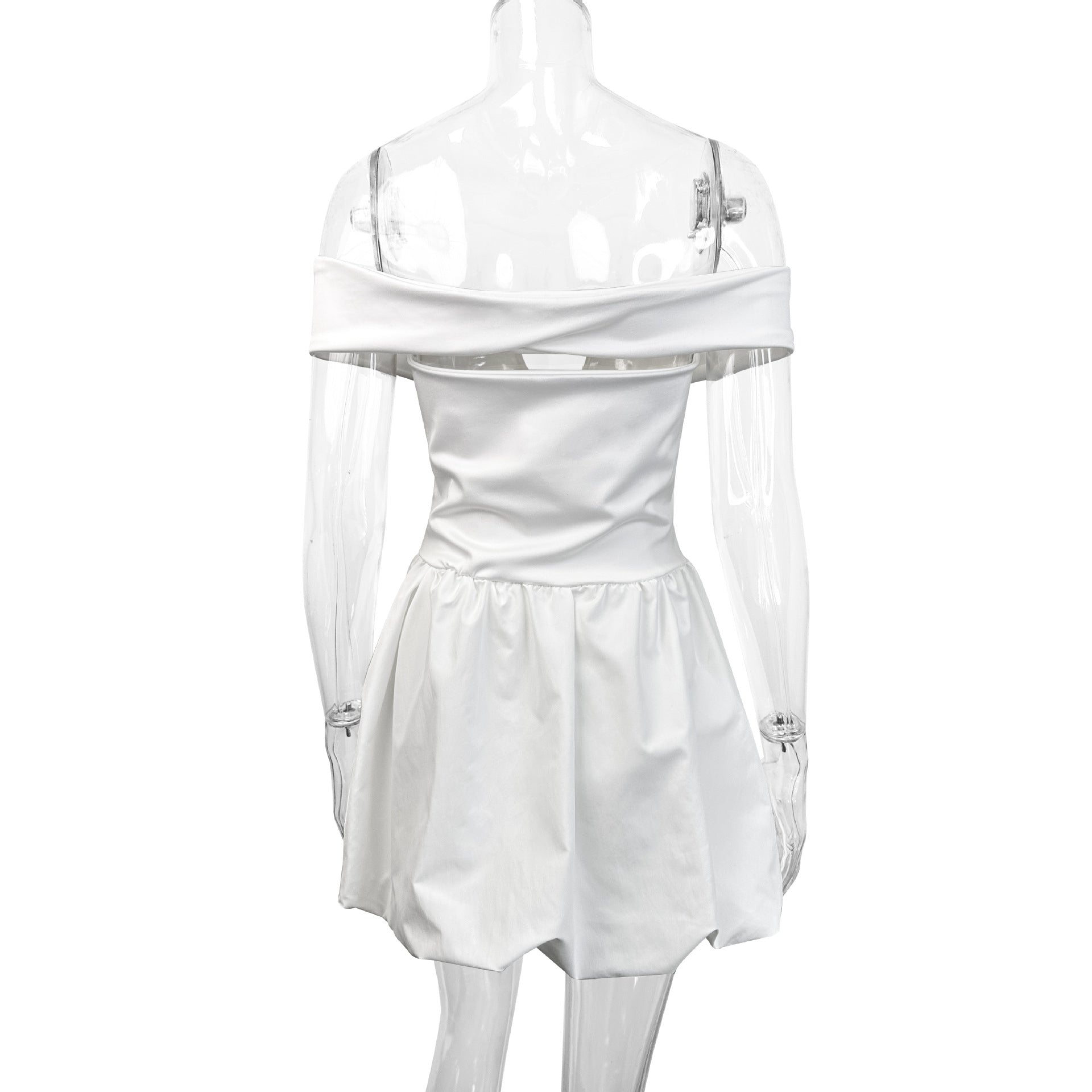 Women Summer Off Shoulder V Neck Pleated Raglan Sleeve Sexy Backless Dress 8