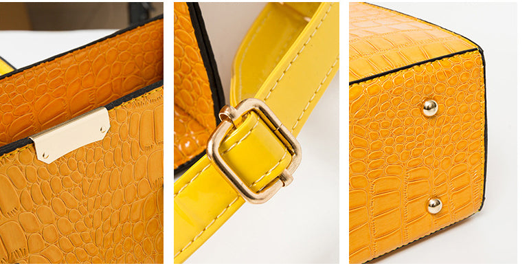 Large Fashion Large Capacity One Shoulder Portable Diagonal Bag Stone Texture Three-Piece Bag 17