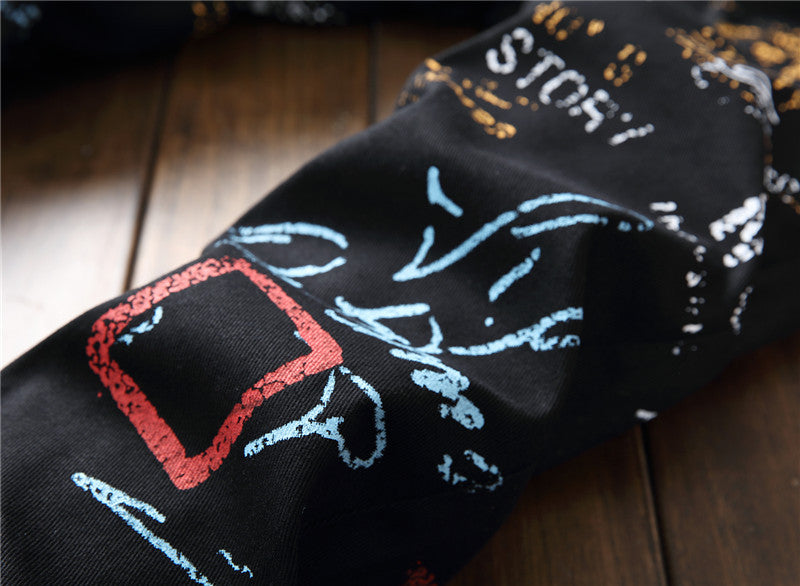 Men's Stretch Casual Printed Straight Denim Pants 8