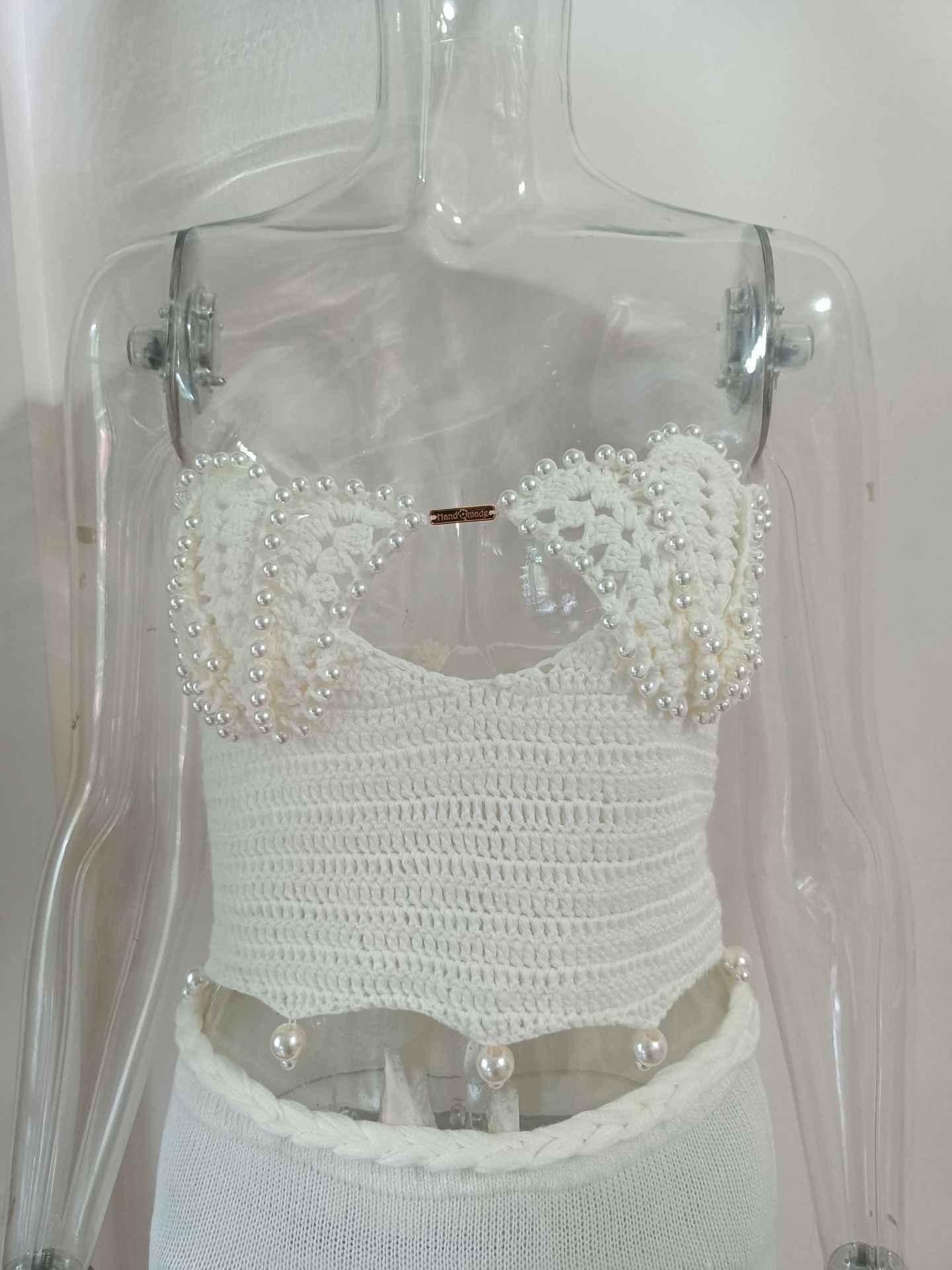 Women summer beaded Strapless Top and Skirt two-piece set 10