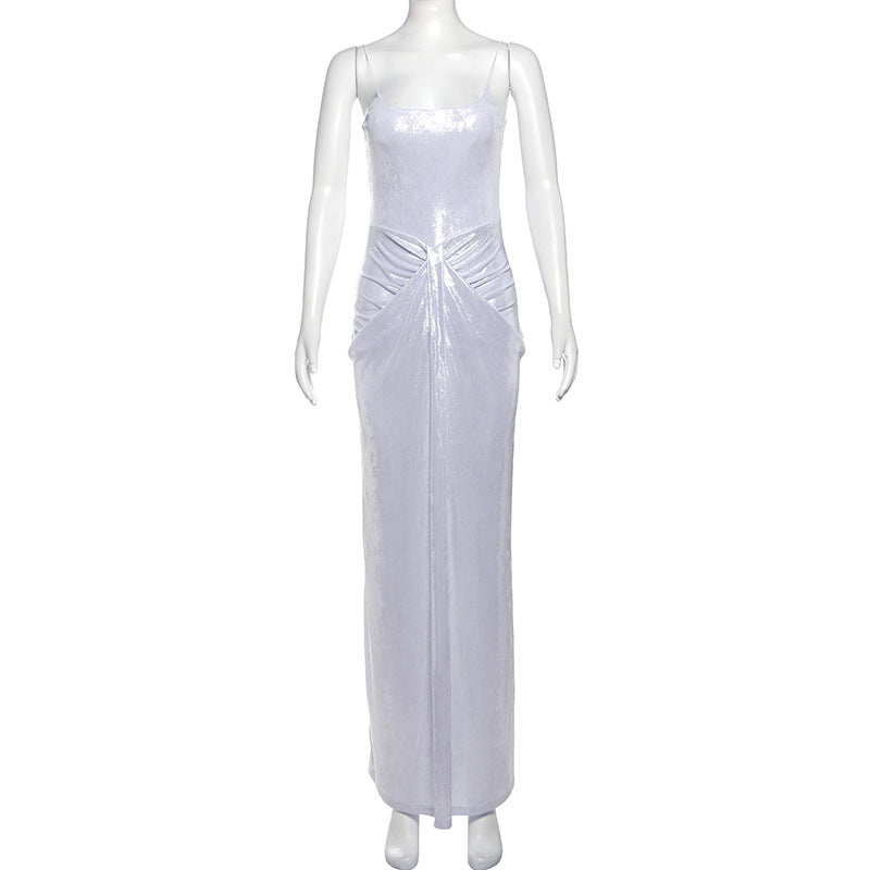 Women Sexy Pleated Knot Strap Dress 6