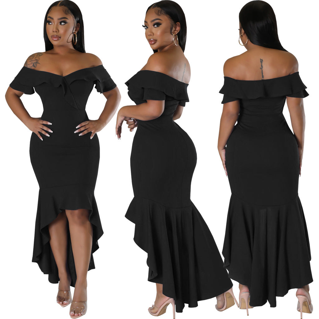 Women Sexy Solid Strapless Dress 10