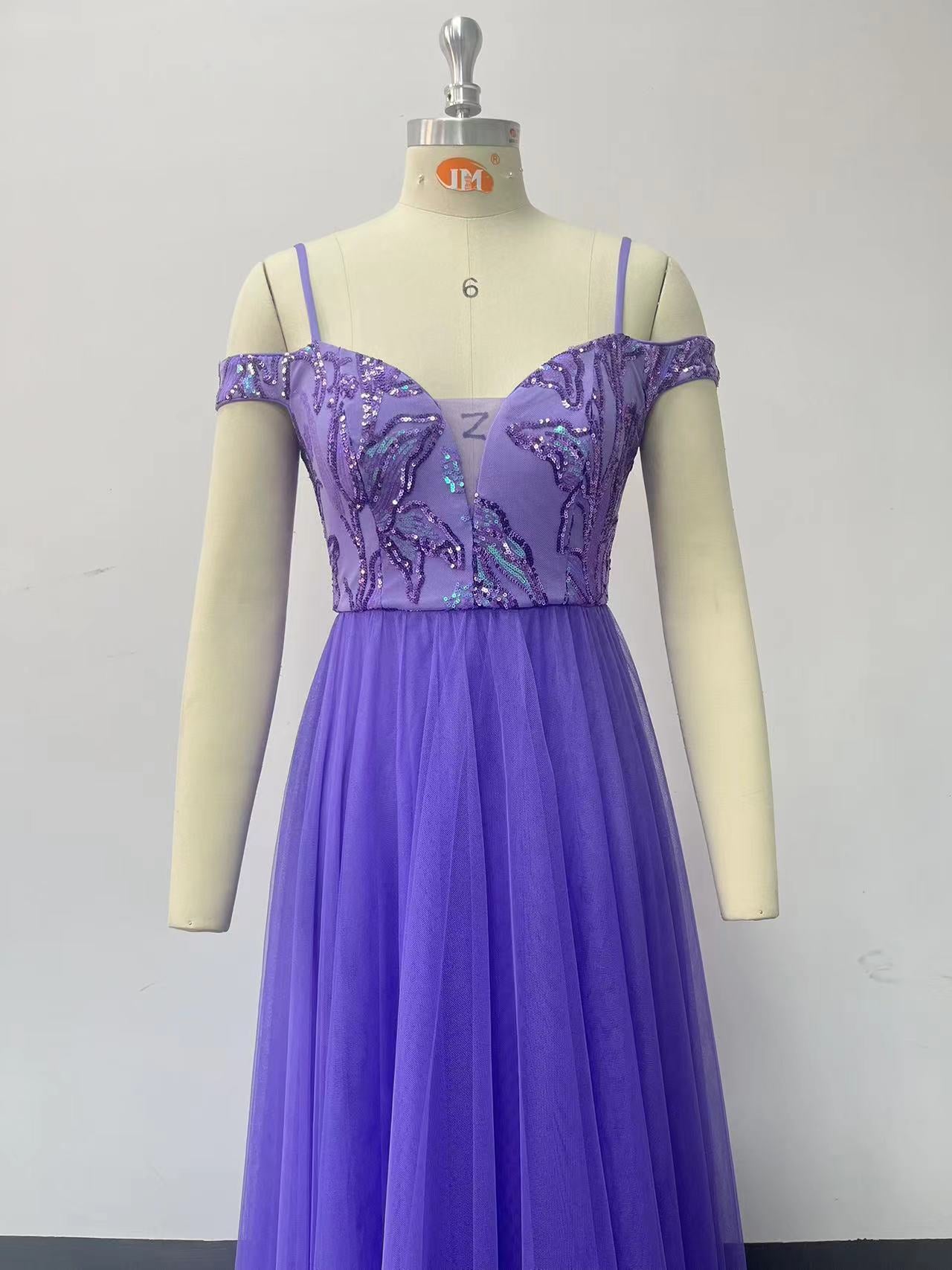 Off-Shoulder Straps Sequin Mesh Patchwork Elegant Party Dress 20