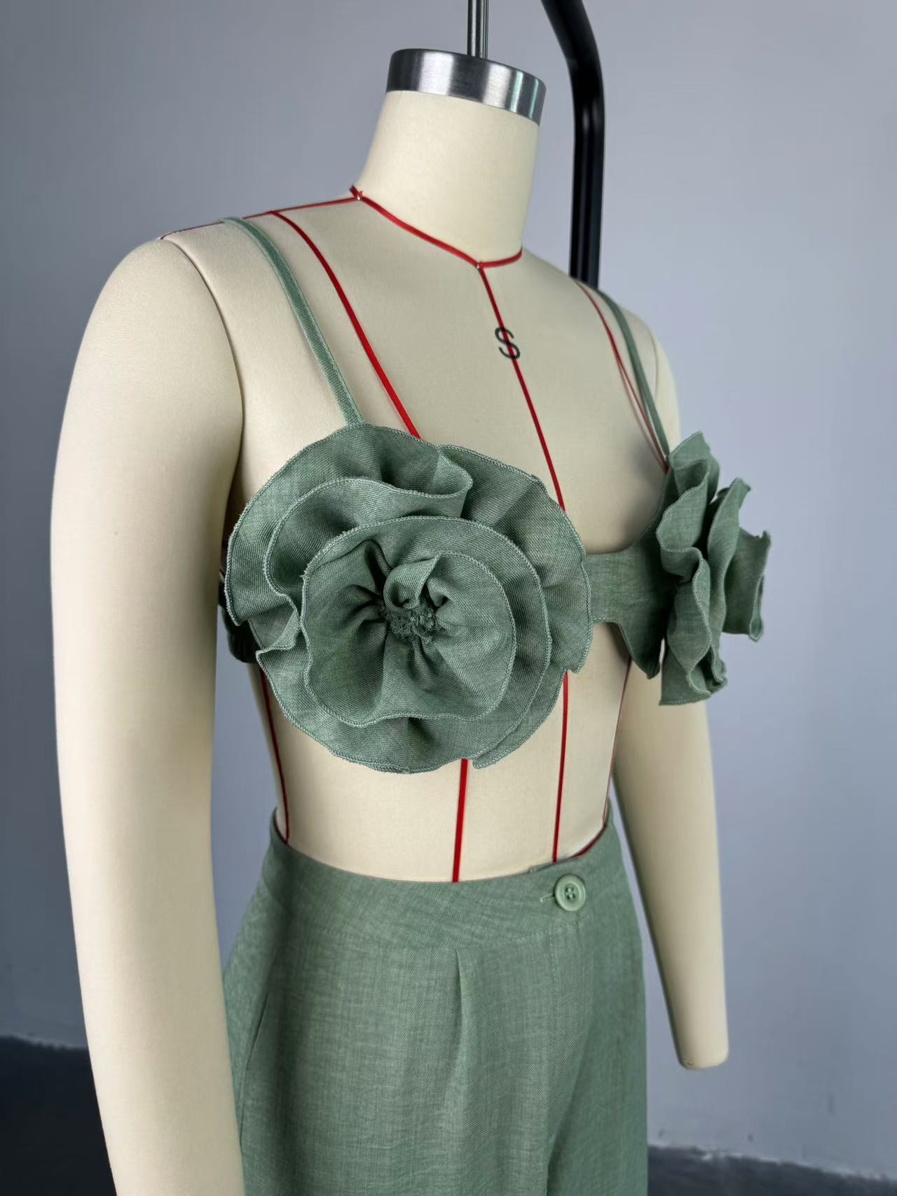 Women Fall Strapless Top and Pant Two Piece Set 8