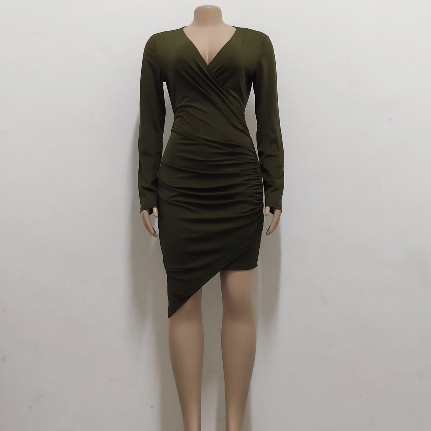 Women Sexy Solid V Neck Dress 21