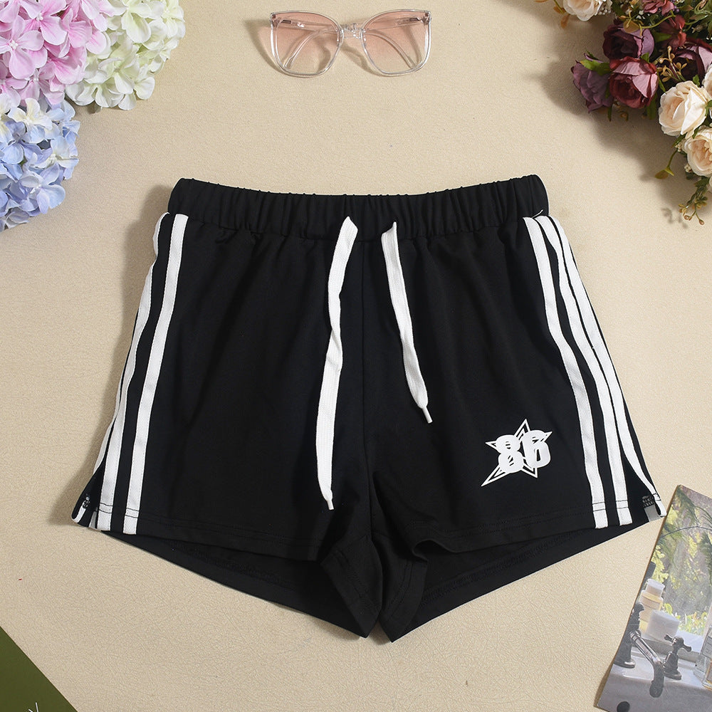 Women's Crop Hollow Contrast Low-Back Vest Shorts Two-Piece Set 11