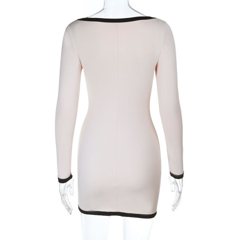 Fall Chic Slim Long-Sleeve Lace Trim Bodycon Mini Dress 9