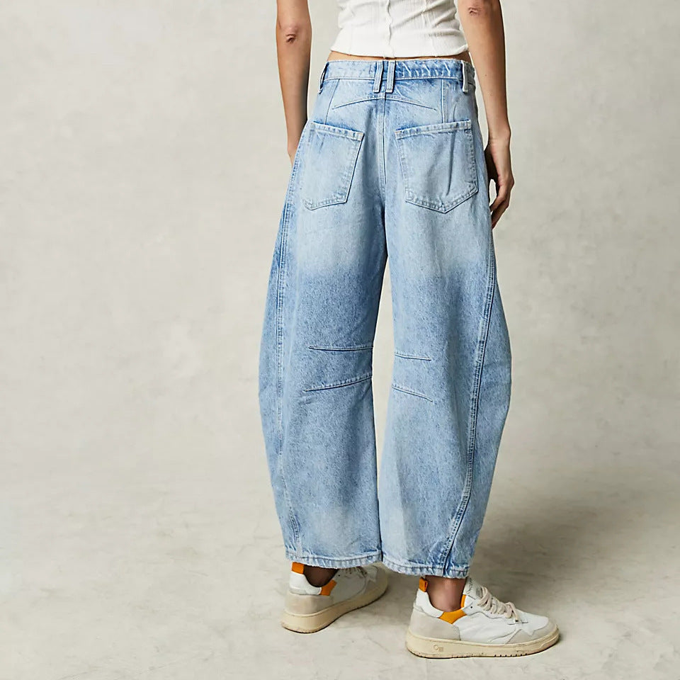 Women Loose Washed Denim Pants