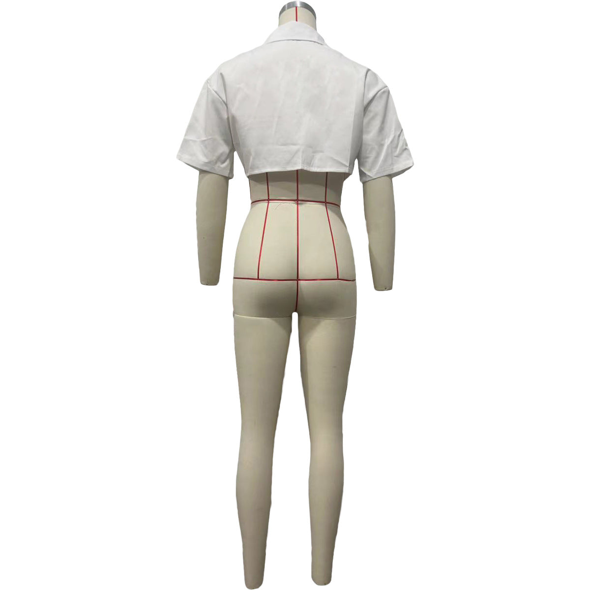 Spring Summer Women's Short Sleeve Solid Color Short Sleeve Crop Shirt 10