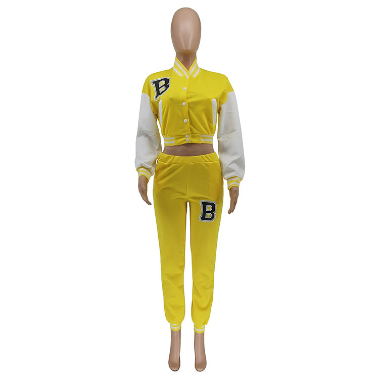 Women's Letter Print Casual Two-Piece Patchwork Tracksuit 24