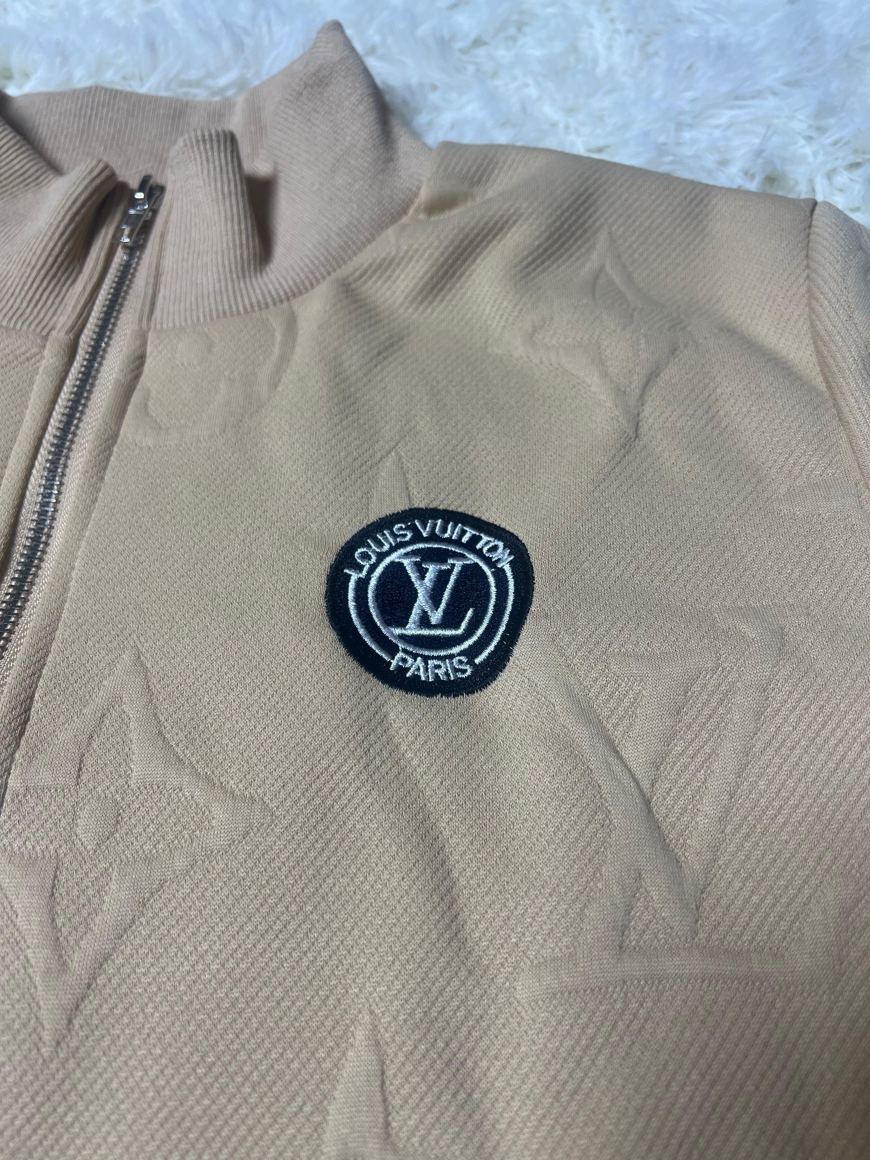 Women Embossed Embroidered Sport Ribbed Zipper Top and Pant Two Piece 30