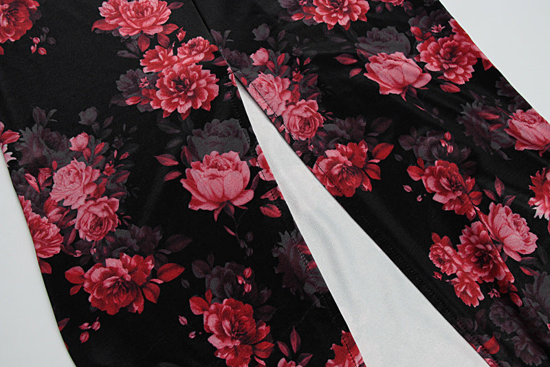 Summer Women's Fashion Floral Low-Cut Tight Fitting Slim Waist Strap Dress 13