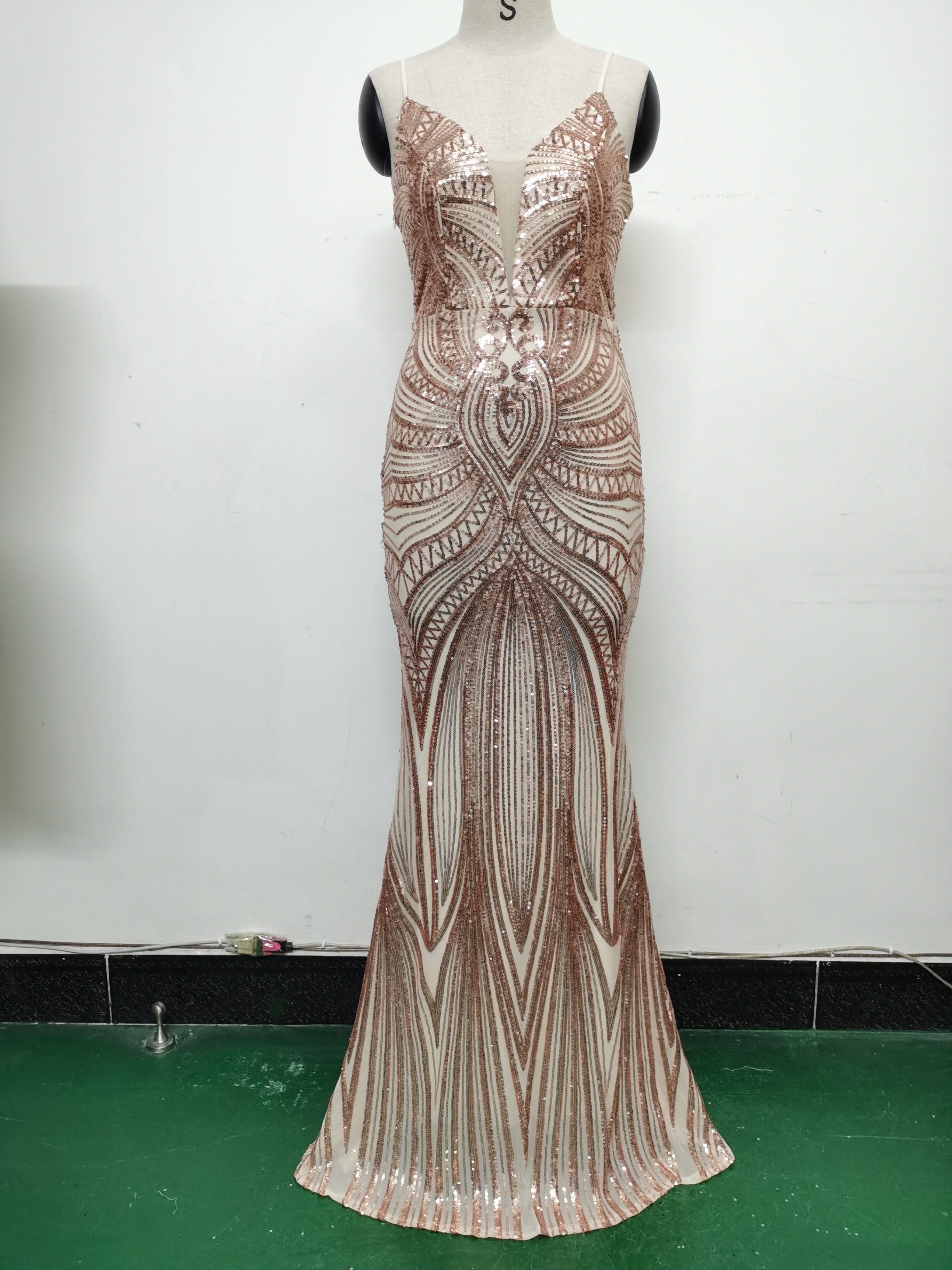 Positioning Flower Sling Party Sequin Dress Long Formal Party Slim Chic Elegant Evening Dress 25