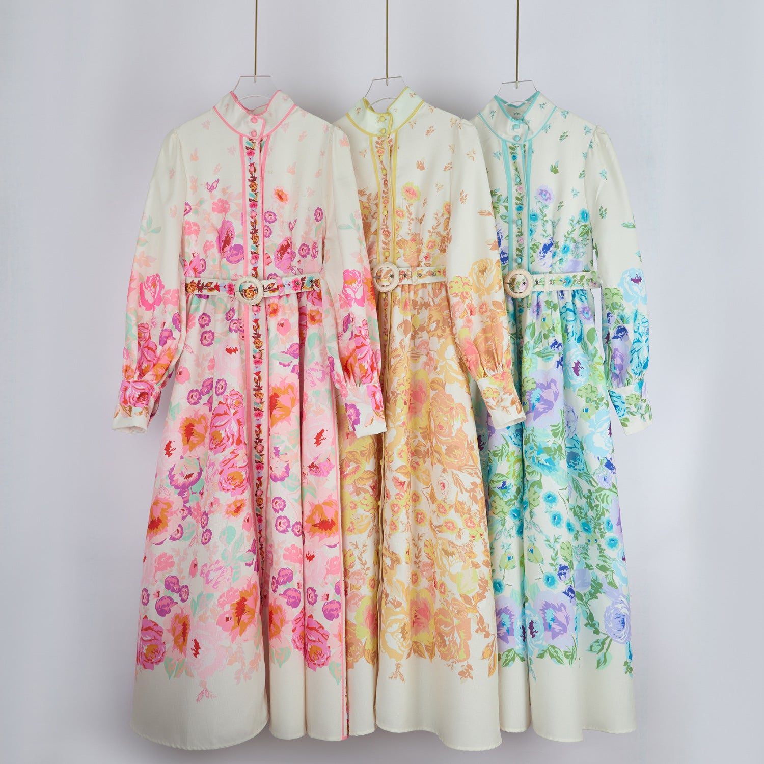 Fashion Chic Women's Spring & Autumn Long Sleeve Print Single-Breasted Slim Waist Long Dress With Belt 6