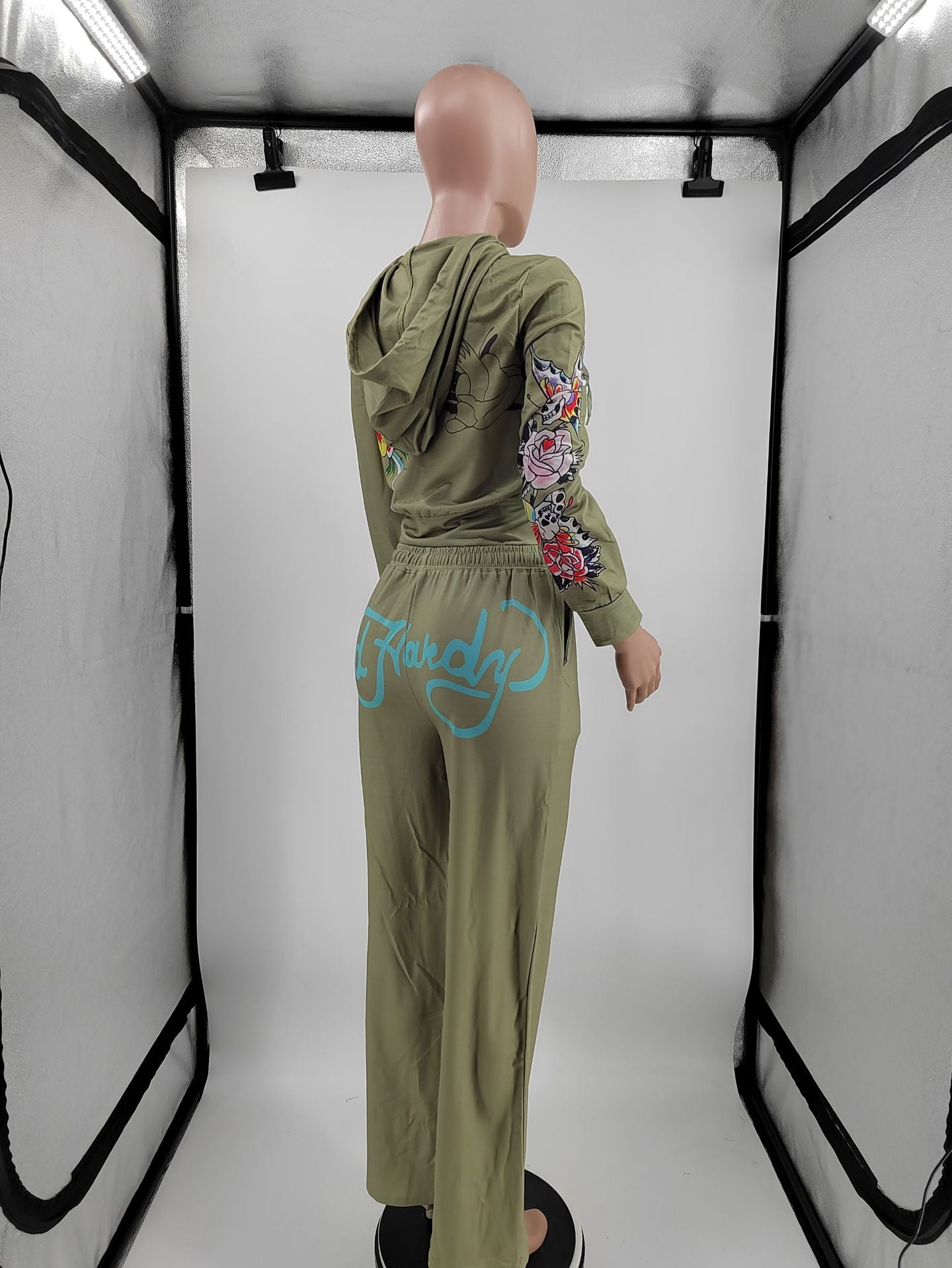 Women Print Hoodies Top and Pant Two-piece Set 8