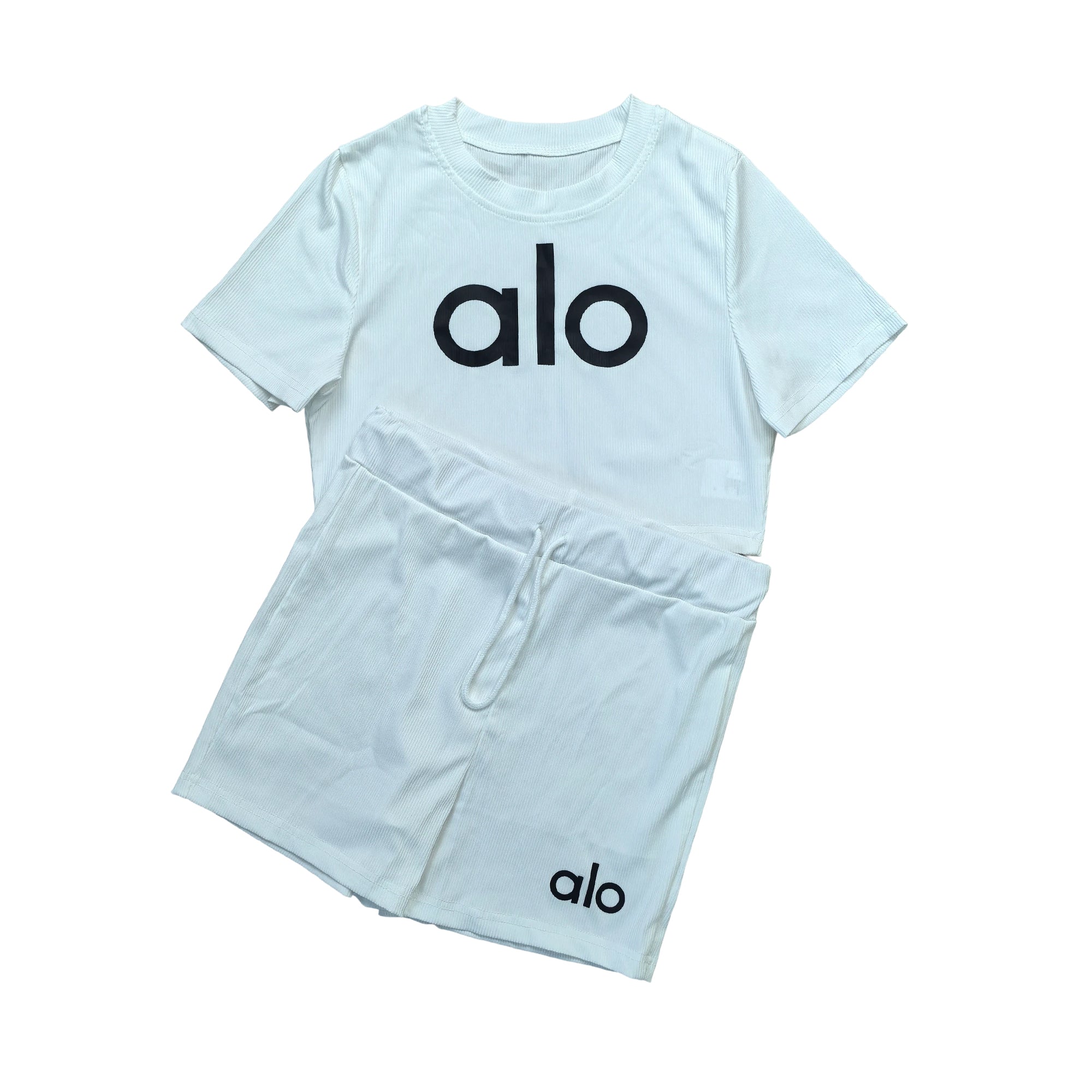 Women summer Stretch Round Neck short-sleeved top and shorts two-piece set 21