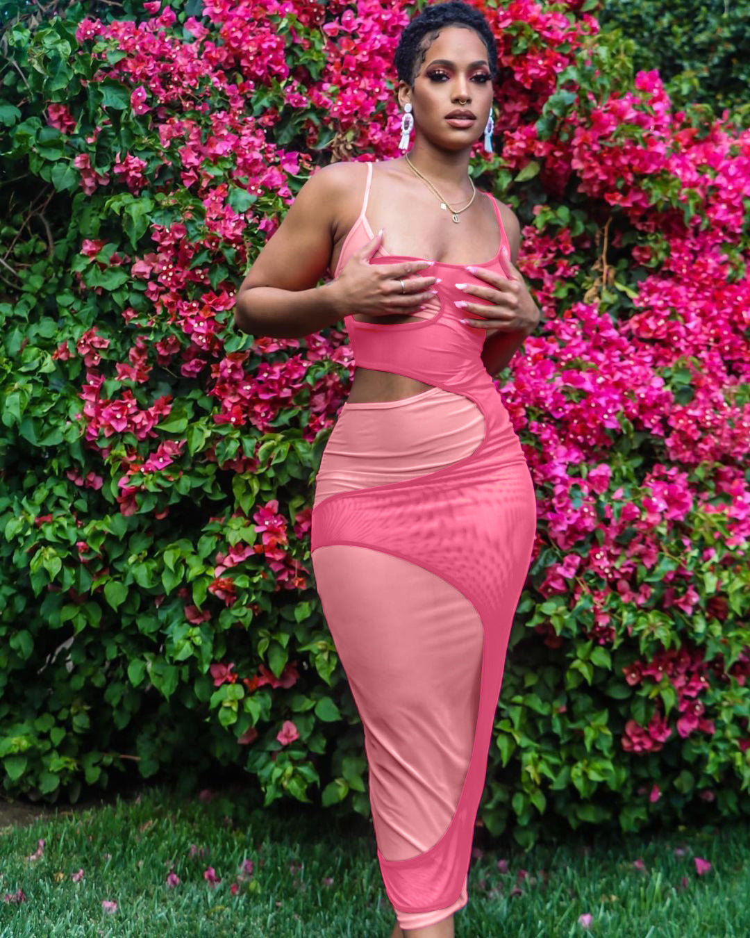 Fashion Sexy Patchwork Strap Long Dress Women's Clothing