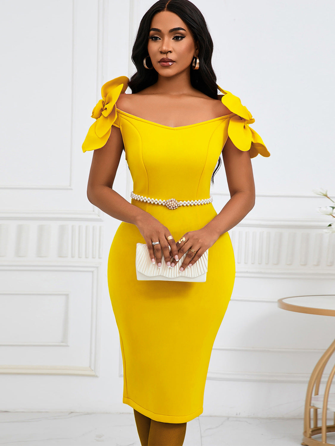 Floral Elegant Off Shoulder Formal Party Dress 8