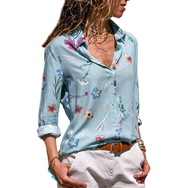 Women Casual Long Sleeve Color Block Shirt 6