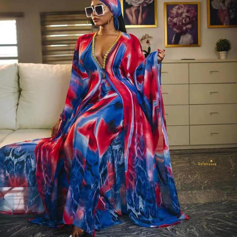 Plus Size African Ladies Printed Long Dress 4